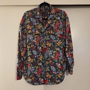 Floral and Fruit Button Down Shirt - Multicolor